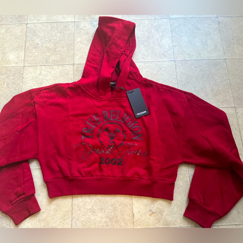 True Religion cropped hoodie with rhinestones